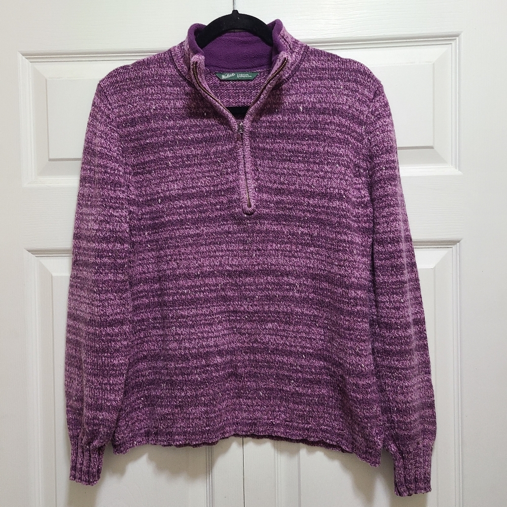 Woolrich women's grape Heather‎ pullover sweater qtr zip size Large Vintage